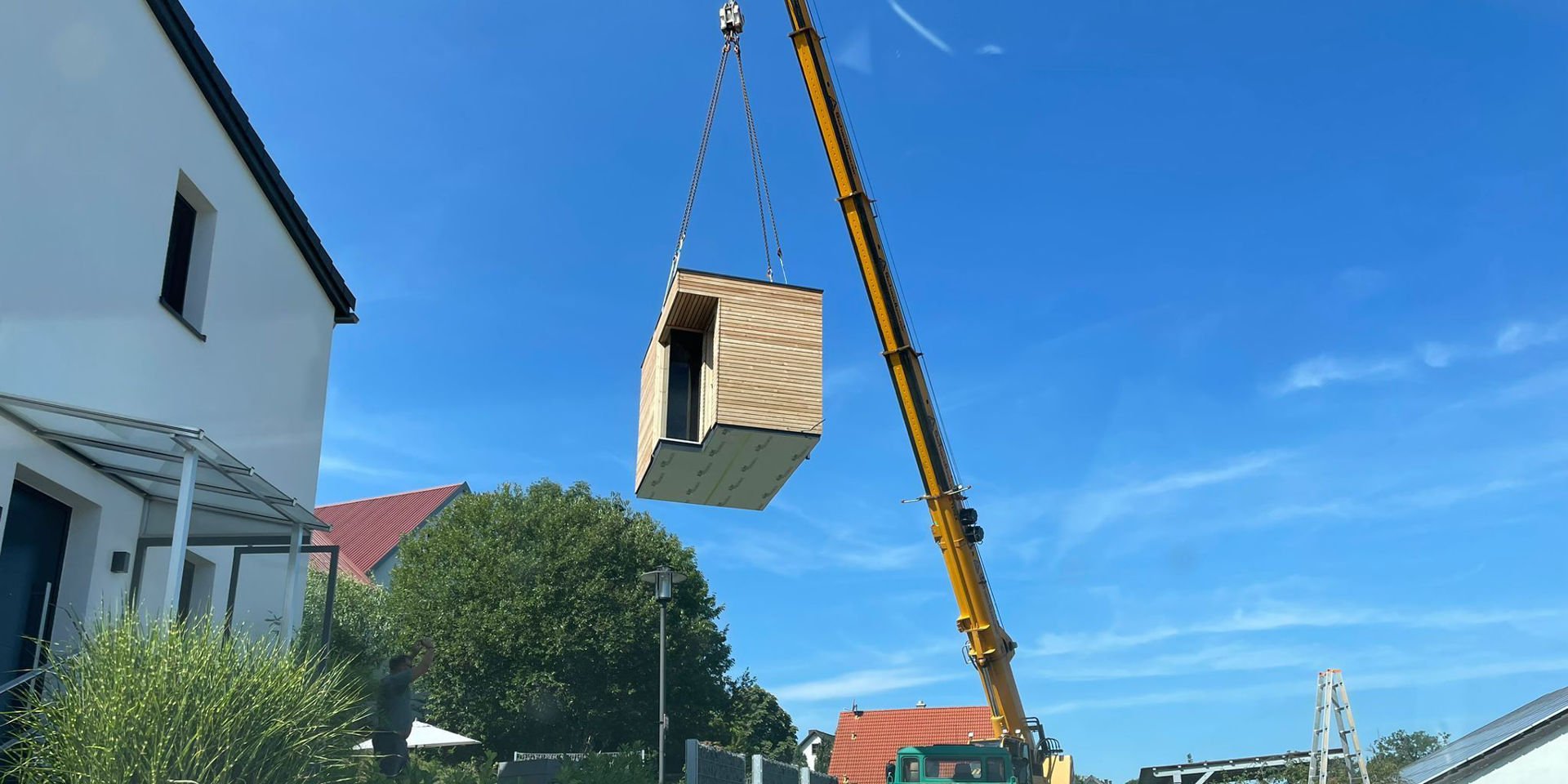 Gartensauna in Bayern schlüsselfertig vorfertigen und aufstellen lassen