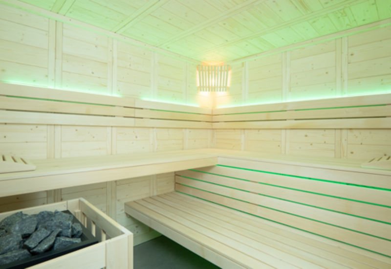 Saunamodell Komfort mit edler Inneneinrichtung aus Linde und anderen interessanten Produktdetails