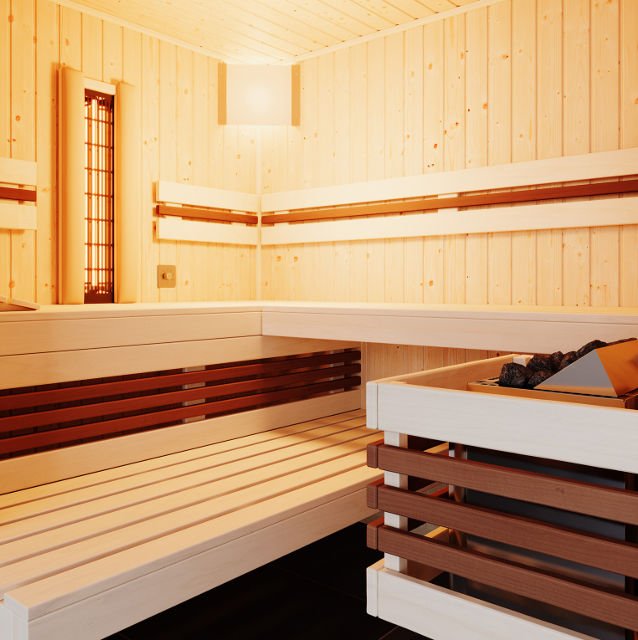 Hochwertige Inneneinrichtung Infraworld Fino Thermoespe für die Panorama Heimsauna 