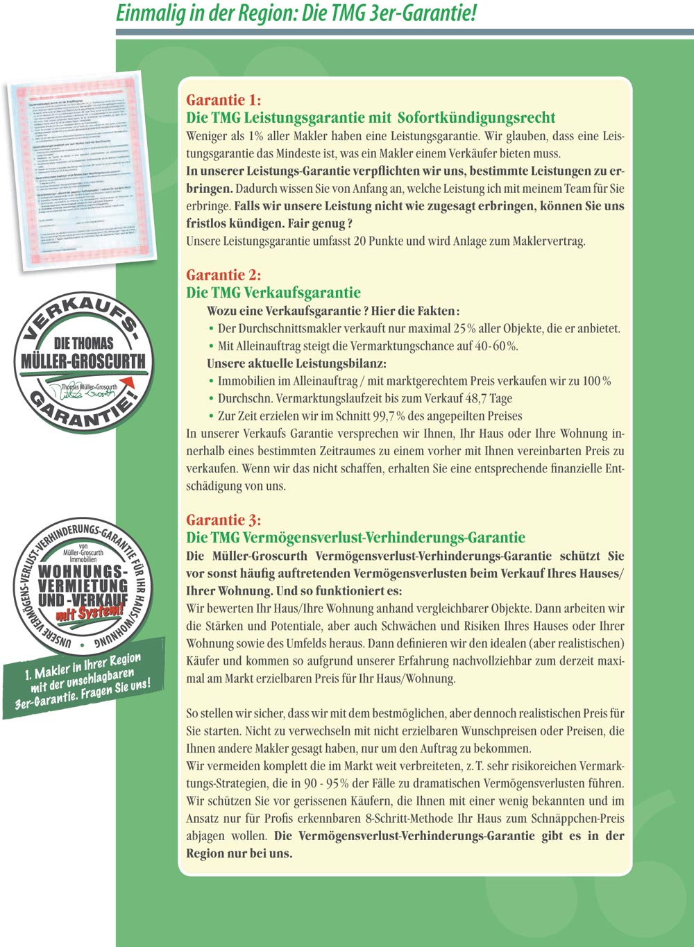 Makler M&uuml;nchen Leistungegarantien